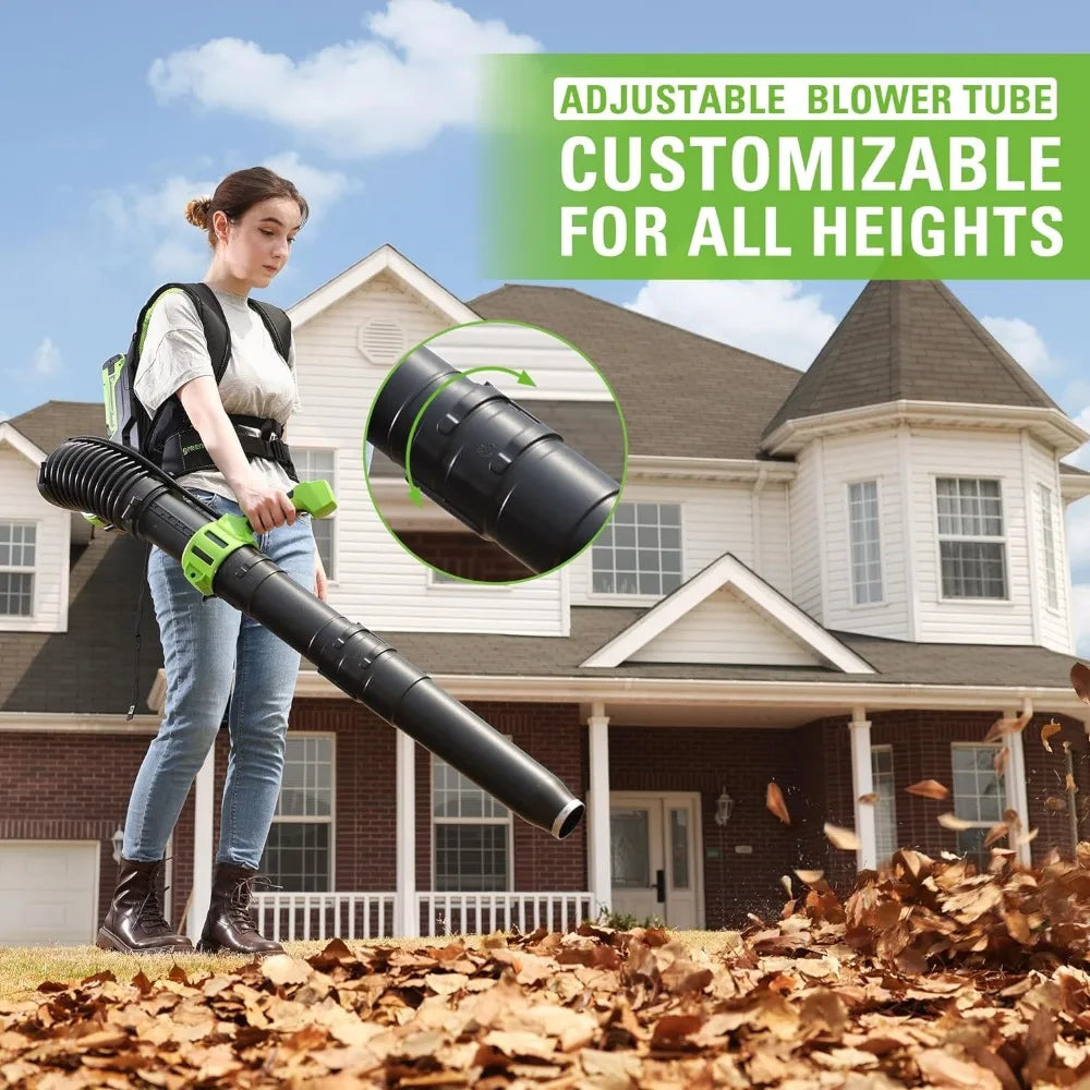 Greenworks 40V (175 MPH / 710 CFM  Dual Port Cordless Brushless Backpack Leaf Blower, (2)8.0Ah Battery - Link Logical Mall