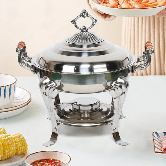 Round Stainless Steel Warming Container Chafing Dish Food Warmer Food Insulation