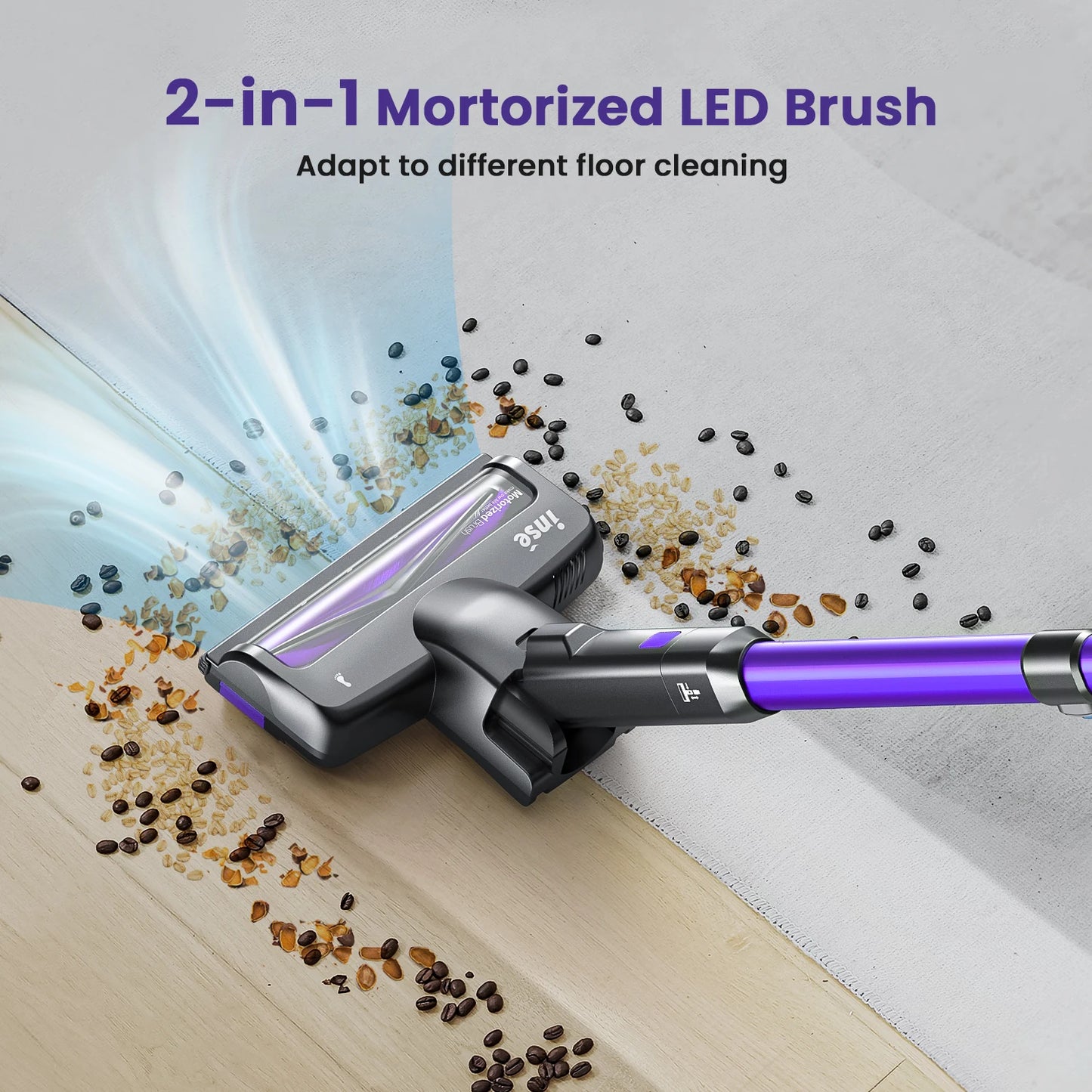 INSE S7P Cordless Vacuum: 26Kpa Suction, 6-in-1, Free-Stand Design