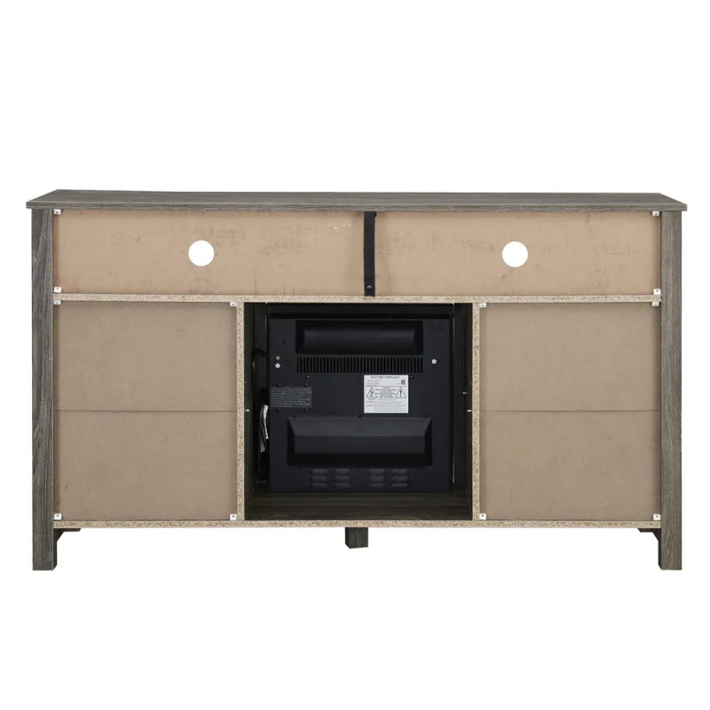 TV Stand w/ Electric Fireplace - Fits up to 65" Flat Screen, Storage Cabinet, Adjustable Shelves