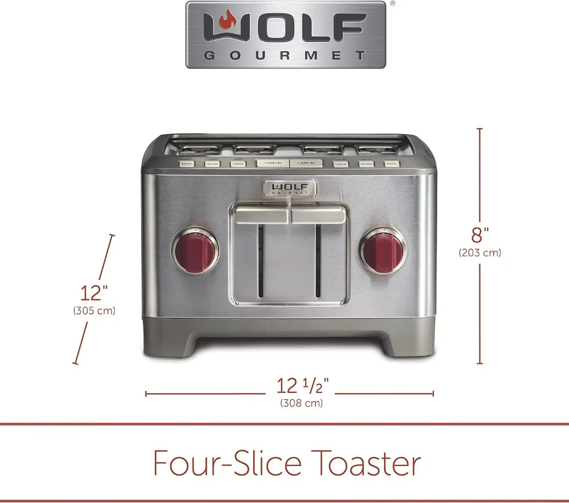 Wolf Gourmet 4-Slice Extra-Wide Slot Toaster with Shade Selector, Bagel and Defrost Settings