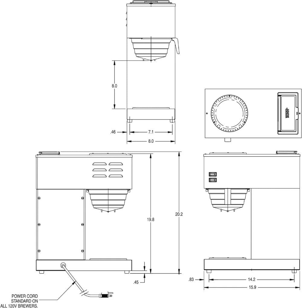 BUNN - 33200.0002 VPR-2EP 12-Cup Pourover Commercial Coffee Brewer Plus 2 Easy Pour