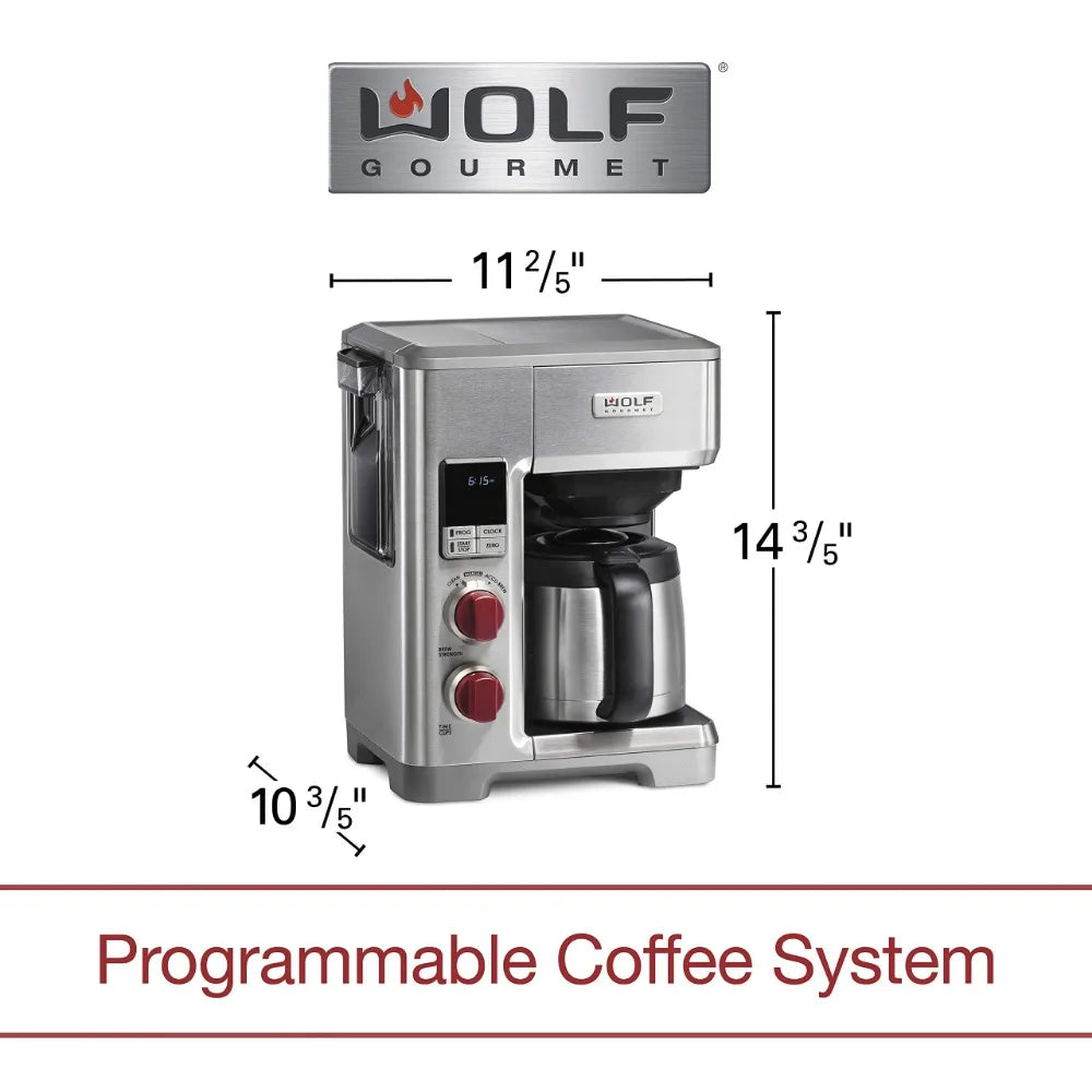 WOLF GOURMET 10-Cup Coffee Maker: Programmable System with Thermal Carafe, Built-In Scale