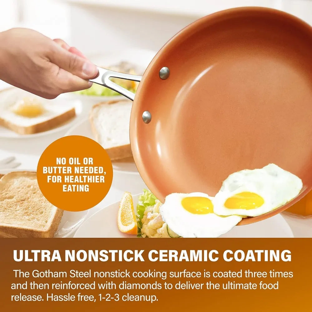 20 Pc Ceramic Cookware Set: Non-Toxic Copper, Long-Lasting Nonstick Pots, Pans & Bakeware