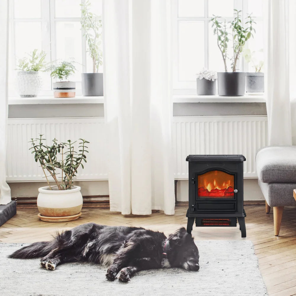 Powerheat Infrared Quartz Electric Stove Heater, Black Tv Stand with Fireplace - Link Logical Mall