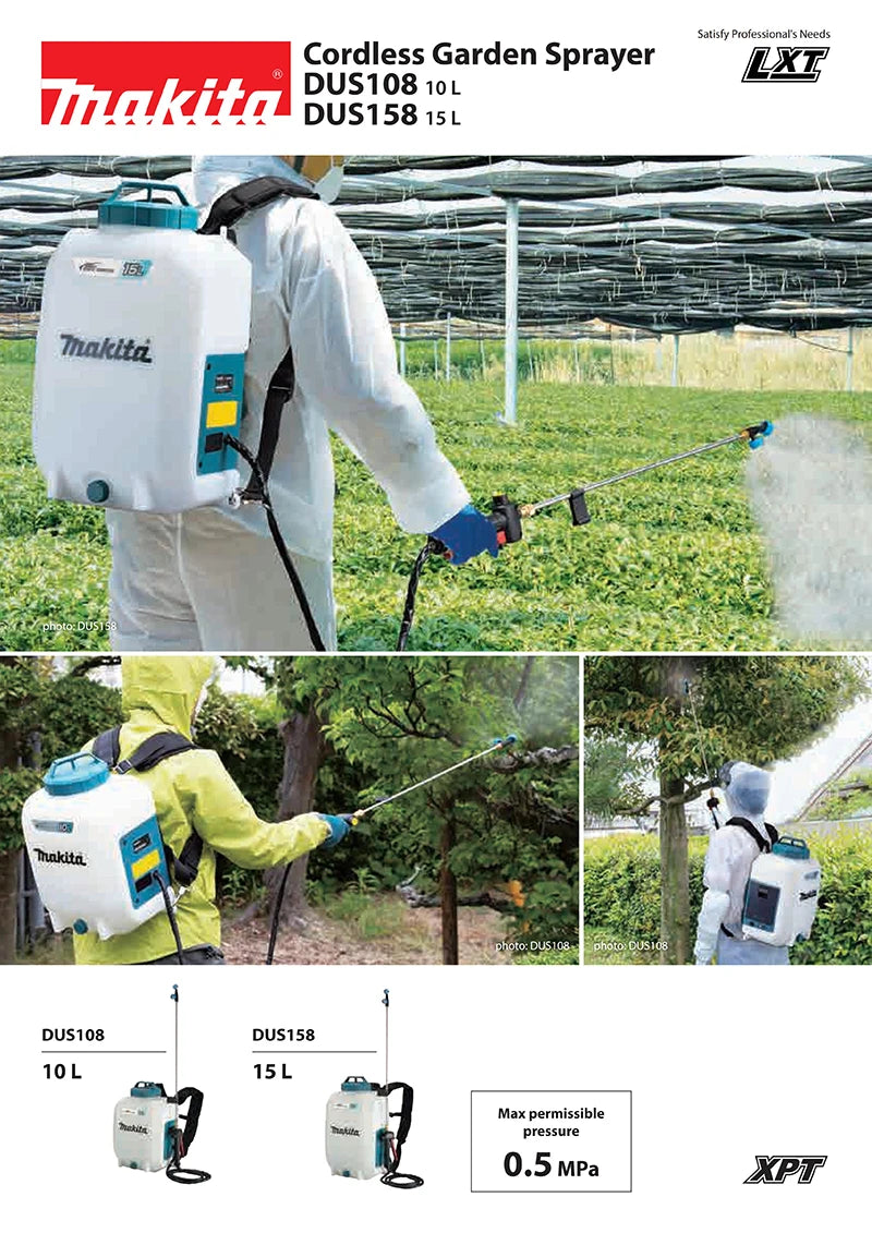 Makita DUS158Z 18V LXT 15L Backpack Sprayer Automatic Spraying Machine Disinfecting Pesticides