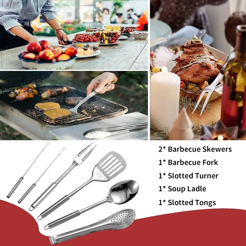 Portable Camping Kitchen Utensil Set-27 Piece Cookware Kit, Stainless Steel