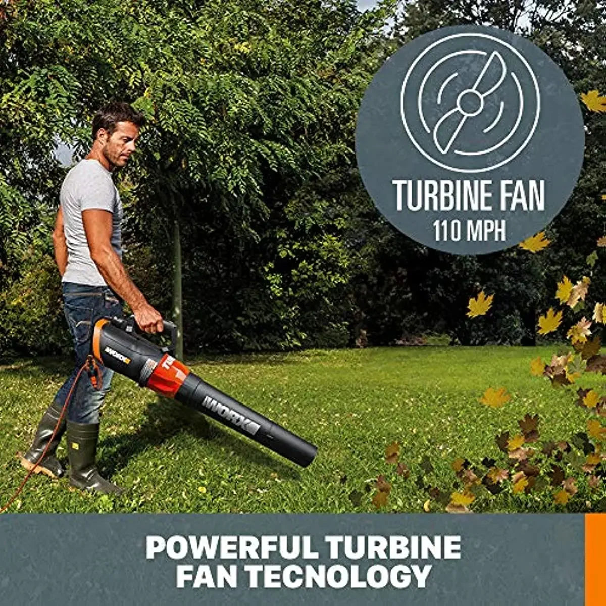 WORX WG520 12 Amp TURBINE 600 Electric Leaf Blower