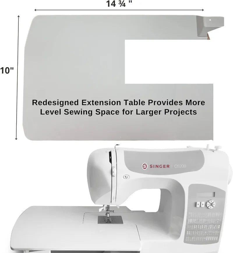 Grey C5200 Sewing Machine: White Basics with Stretch & Decorative Stitches for Larger Projects