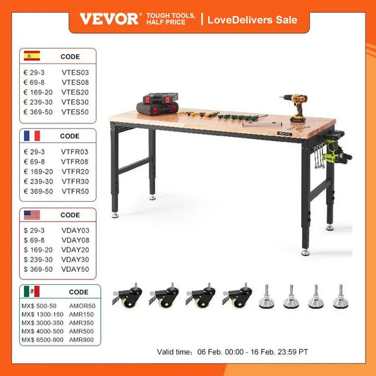 VEVOR Multifunctional Wood Work Bench Operation Saw Table with 10-Height Adjustable Holes Inverted - Link Logical Mall