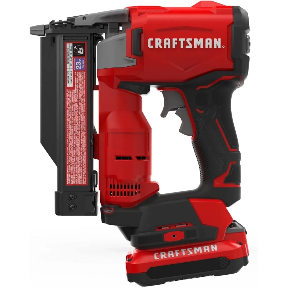 CRAFTSMAN V20 Pin Nailer Kit, 23 Gauge, Cordless, Battery and Charger Included (CMCN623C1)