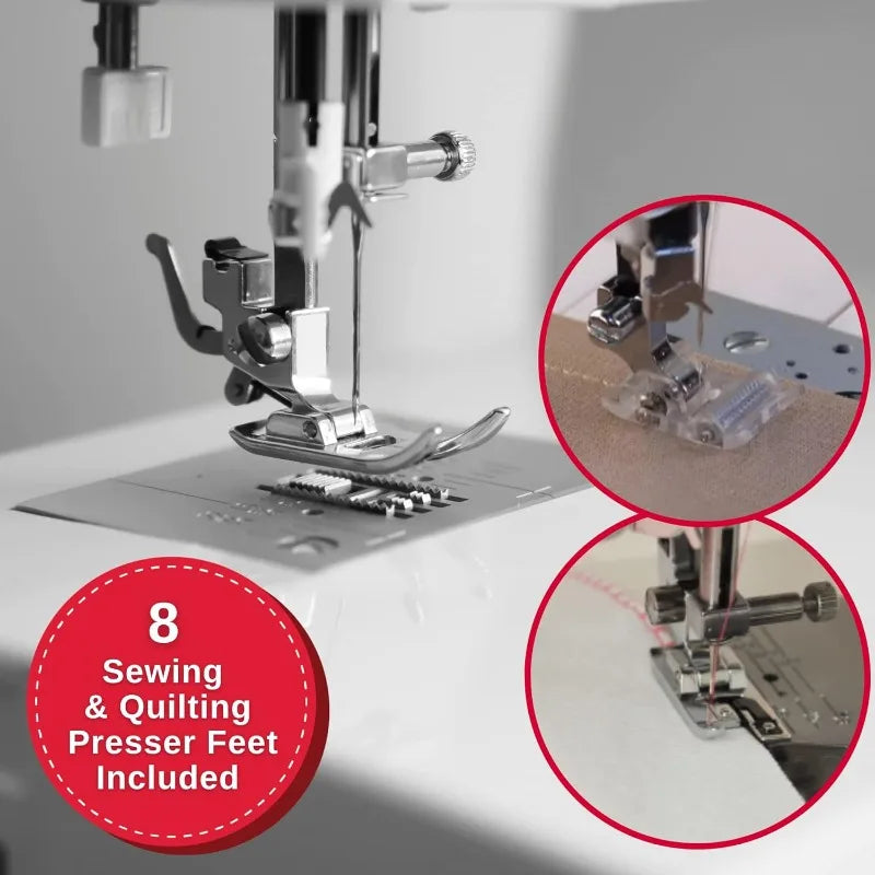 Grey C5200 Sewing Machine: White Basics with Stretch & Decorative Stitches for Larger Projects