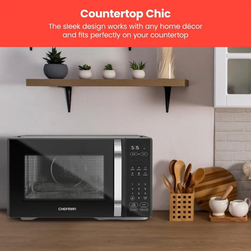 Chefman MicroCrisp: Digital Microwave Oven, 1.1 Cu Ft, 1000W with Unique "Cook & Crisp" Power Combo