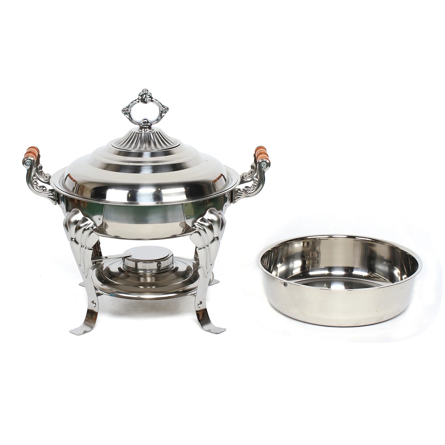 Round Stainless Steel Warming Container Chafing Dish Food Warmer Food Insulation