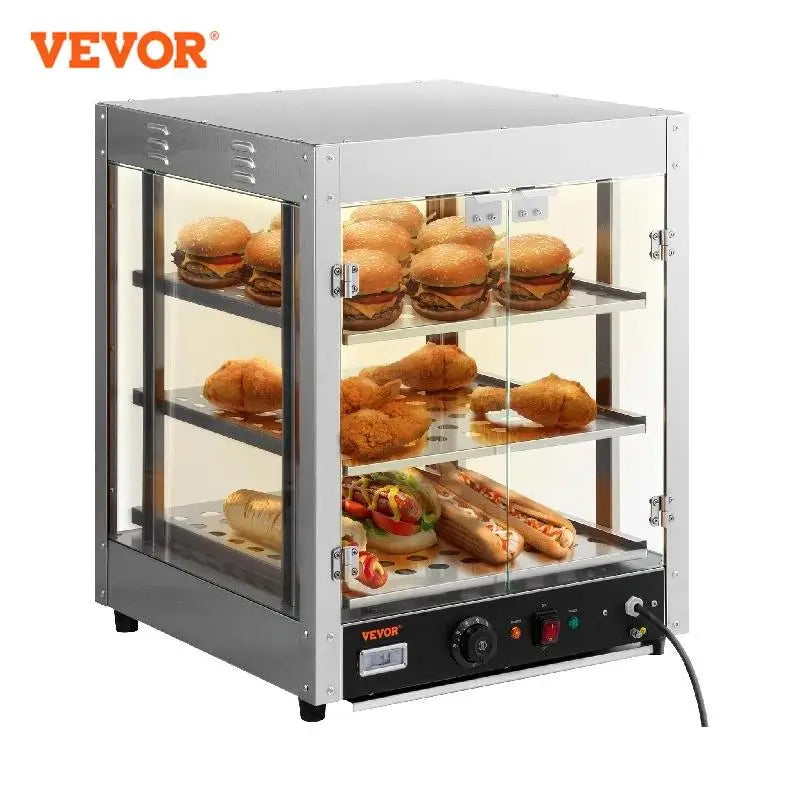 VEVOR 2/3 Tiers Countertop Food Warmer Commercial 3D Heating with Temp Knob Display