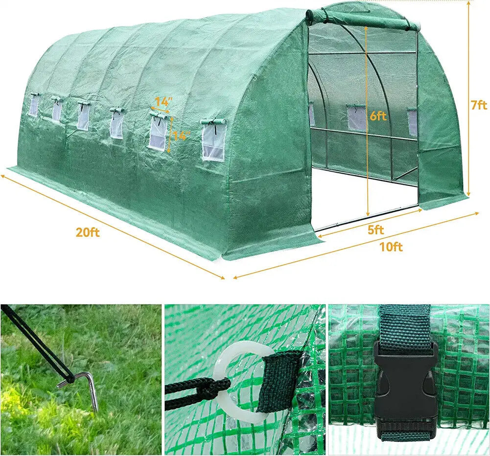 Heavy Duty Greenhouse 20' x10' x7' Large Walk-in Hot Green House Plant Gardening