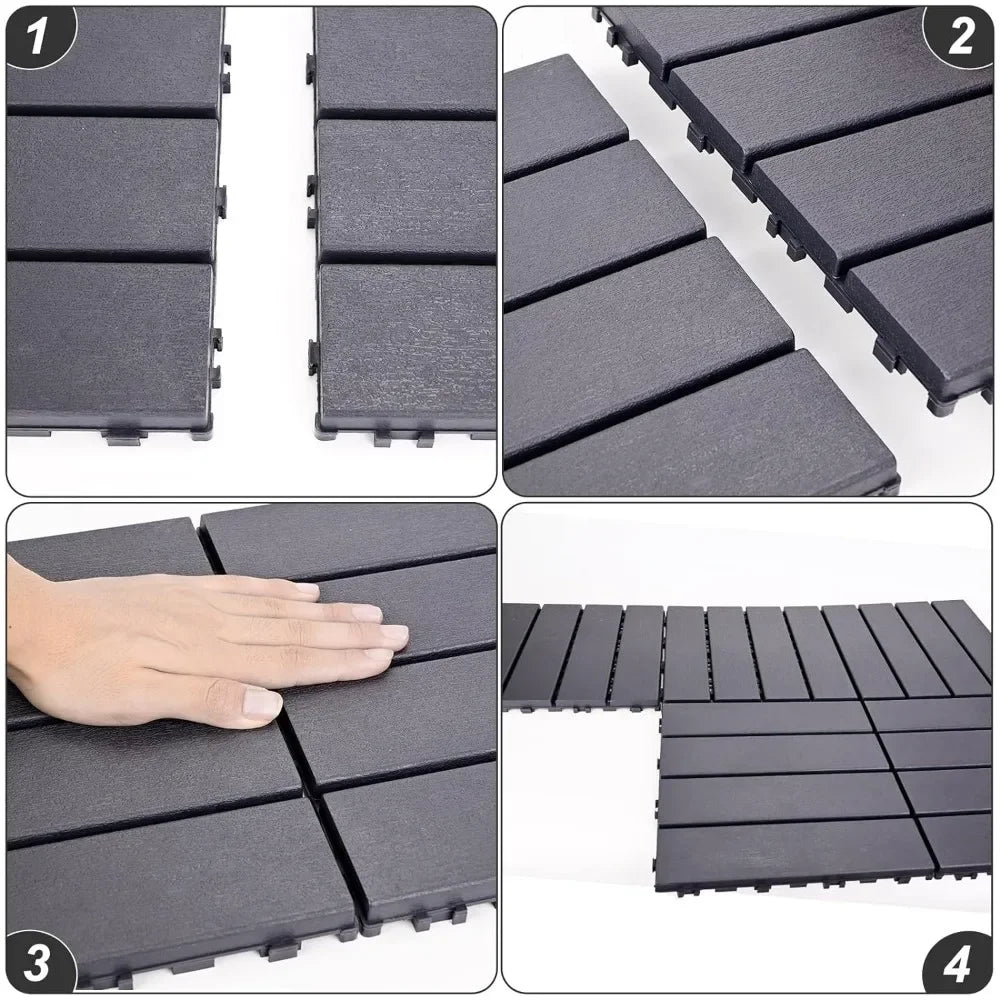 45 Sq.Ft Plastic Interlocking Deck Tiles 12” X 12“ Waterproof