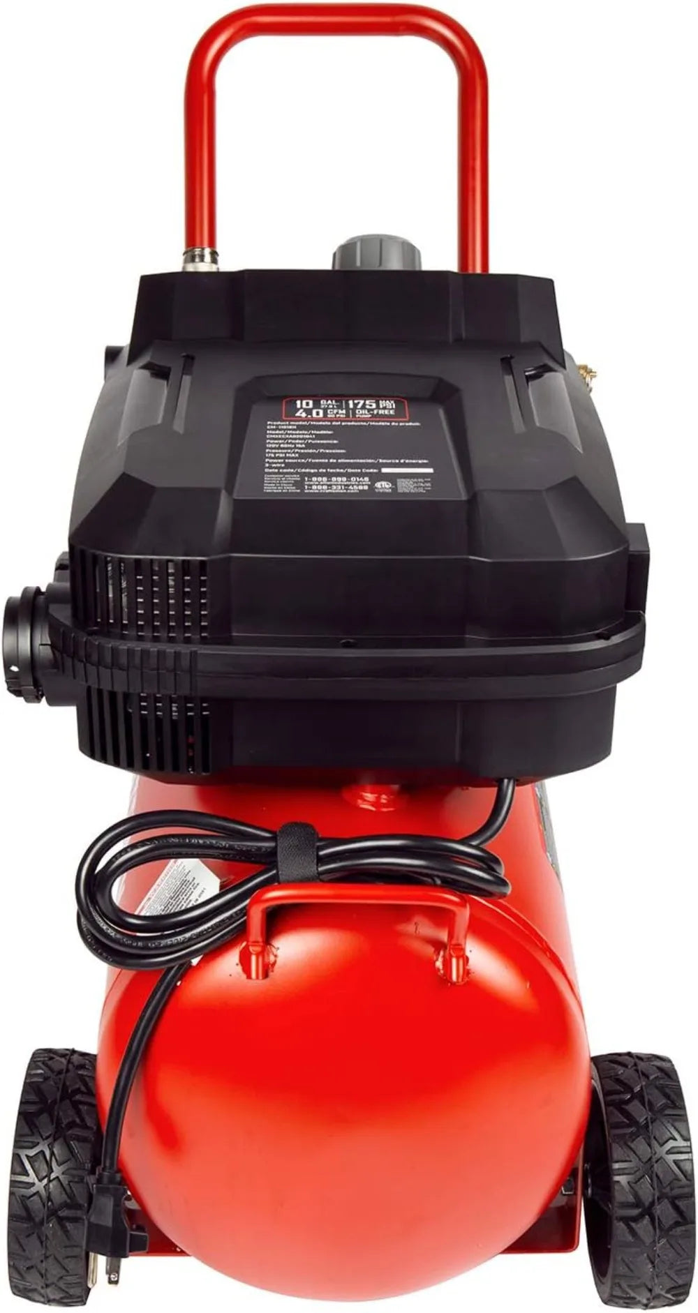 Compressor, 10 Gallon 1.8 HP Max 175 PSI Pressure, Powerful and Portable Oil Free