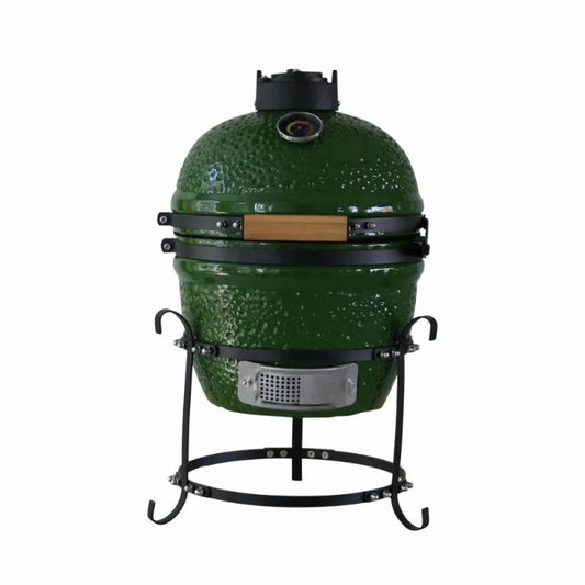 13 Inch Green Portable Camping Ceramic BBQ Smoker Factory Direct with Galvanized Egg