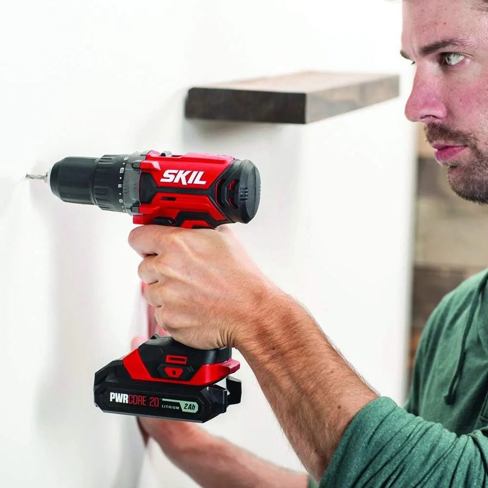 Complete 20V Cordless Tool Kit: Drill, Impact Driver, Saw, LED Spotlight, 2 Batteries Included