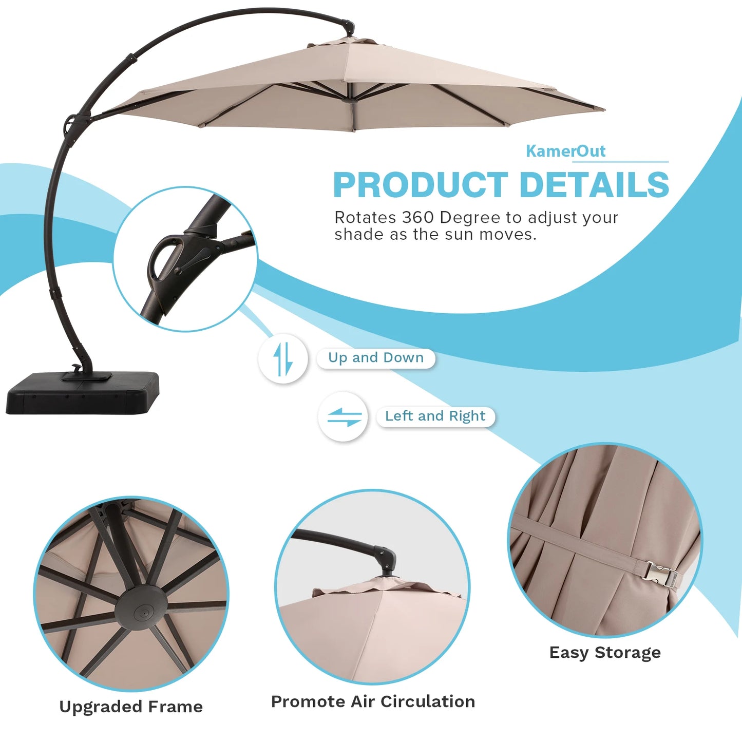 10FT Deluxe 360° Rotation Patio Umbrella with Base - Link Logical Mall