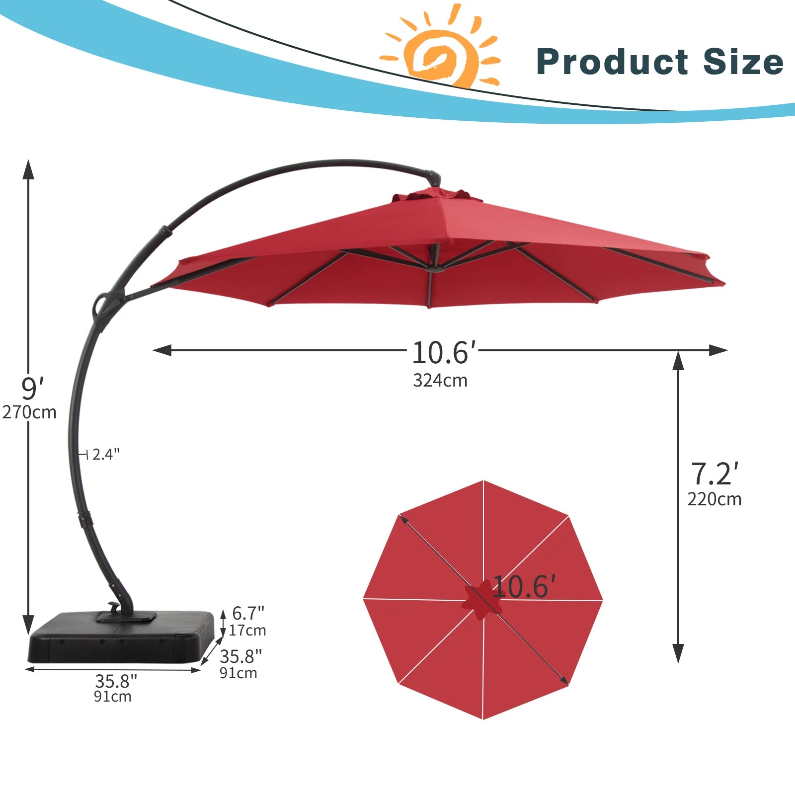 10FT Deluxe 360° Rotation Patio Umbrella with Base - Link Logical Mall