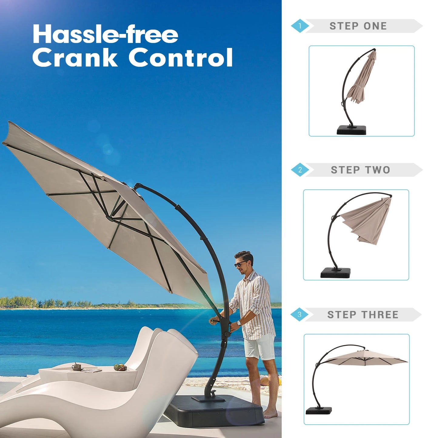 10FT Deluxe 360° Rotation Patio Umbrella with Base - Link Logical Mall