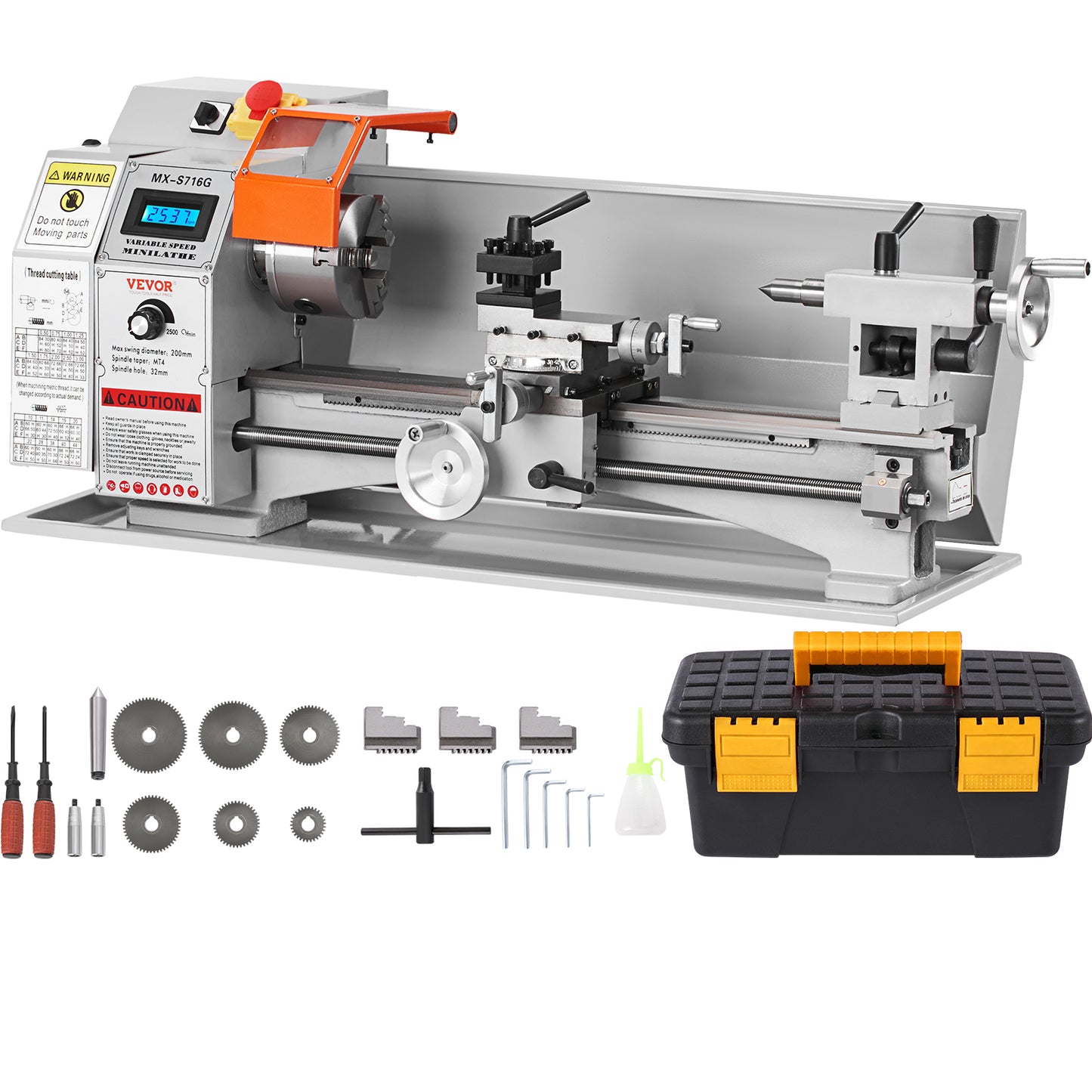 VEVOR Brushless Mini Metal Lathe Machine 7''x16'' / 180mm*400mm 800W Digital Display - Link Logical Mall