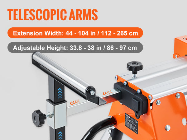 VEVOR 100in Collapsible Miter Saw Stand w/ One-piece Mounting Brackets Sliding Rail 500lbs Load - Link Logical Mall