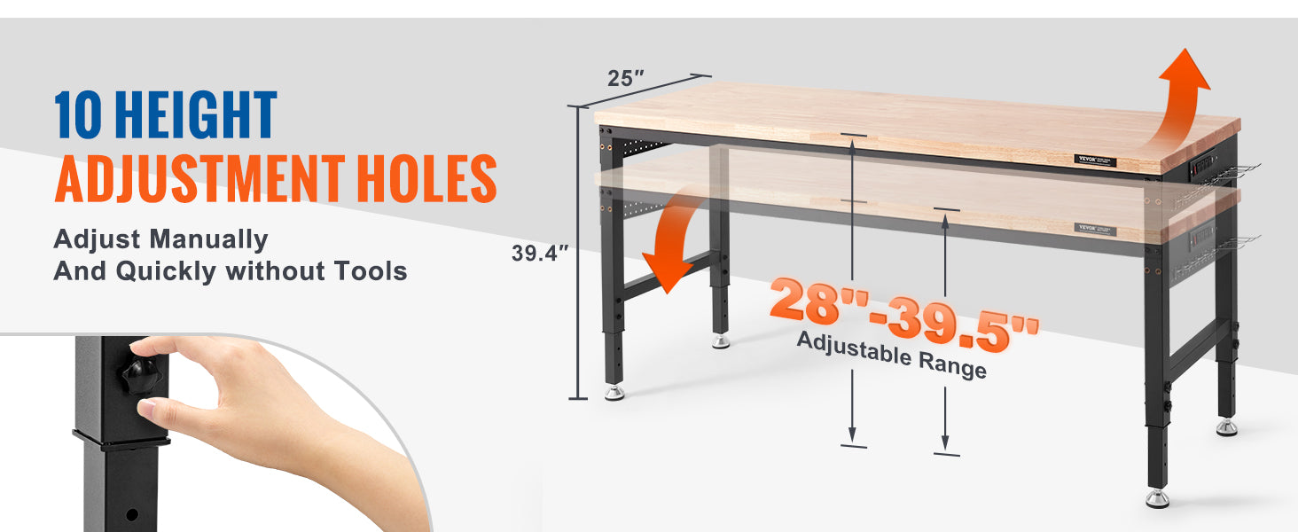 VEVOR Multifunctional Wood Work Bench Operation Saw Table with 10-Height Adjustable Holes Inverted - Link Logical Mall